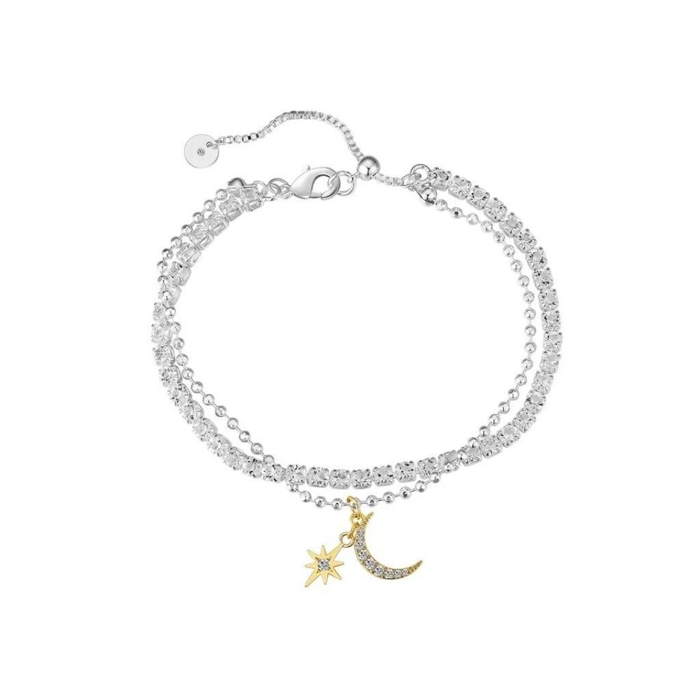 Unwritten Cubic Zirconia Star Moon Tennis and Ball Bracelet